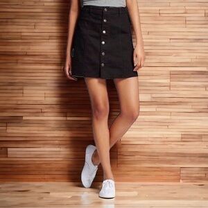 Mossimo black button front denim jean mini skirt 0